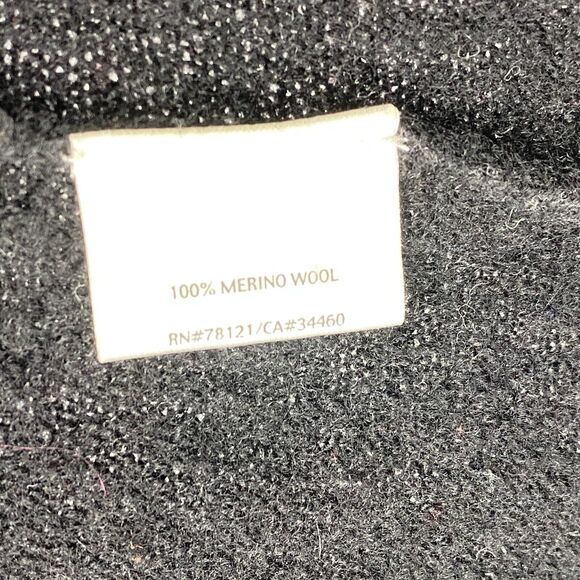 EILEEN FISHER Cardigan S Merino Wool Colorblock Shawl Pin Closure Gray Black - Picture 9 of 12